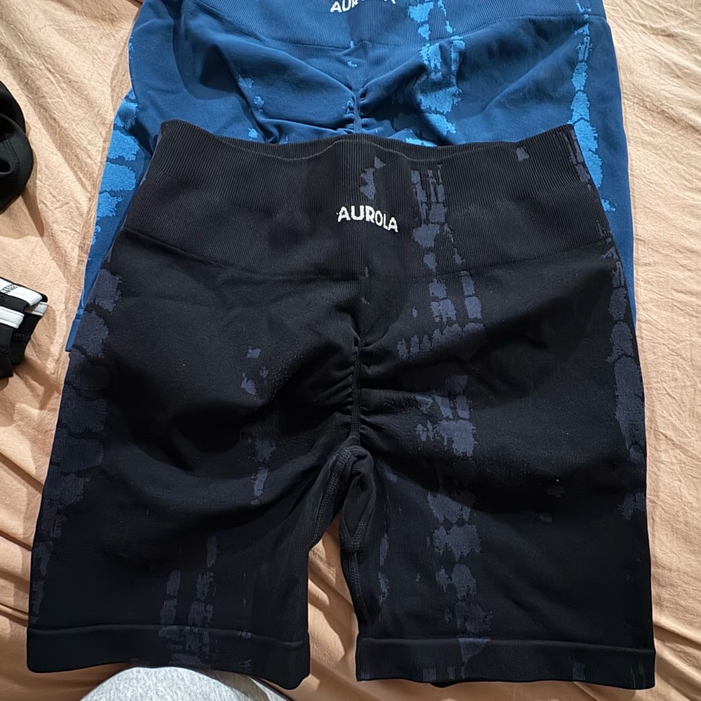 2 pair Aurora Black and Blue Tie-Dye Shorts set of 2 shorts!